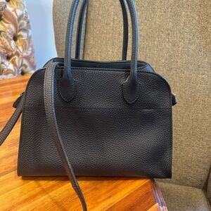 The Row Navy Pebbled Leather Satchel